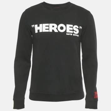 مملوكة مسبقًا Hugo Boss Black Printed Cotton Deroes Sweatshirt S