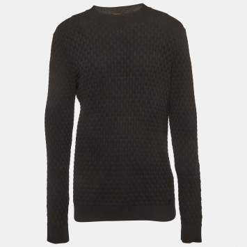 مملوكة مسبقًا Hugo Boss Black Basket Knit Crewneck Sweatshirt L