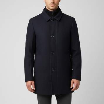 Pre Owned Hugo Hugo Boss Navy Blue Wool Blend Barelto Coat M