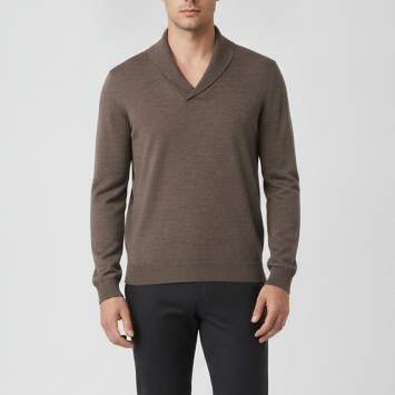 Pre Owned Boss by Hugo Boss Grey Wool Knit Shawl Collar Balas Jumper M