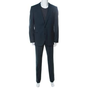 Pre Owned Hugo Boss Dark Green Wool Amaro Heise Suit XXL 