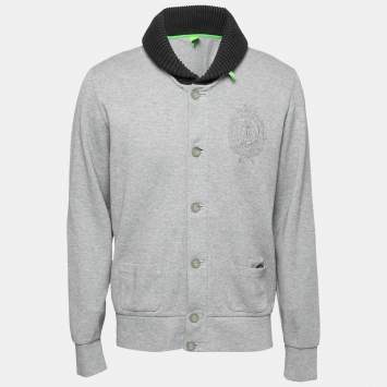 Pre Owned Boss by Hugo Boss Grey Cotton Button Front Jacket L