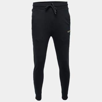 Pre Owned Hugo Boss Black Cotton Logo Embroidered Joggers S