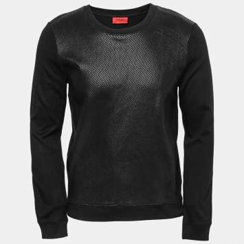 Pre Owned Hugo Boss Black Cotton Crewneck Sweatshirt M