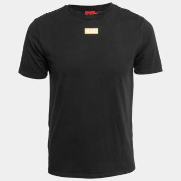 Pre Owned Hugo Boss Black Logo Printed Cotton Crew Neck T-Shirt S