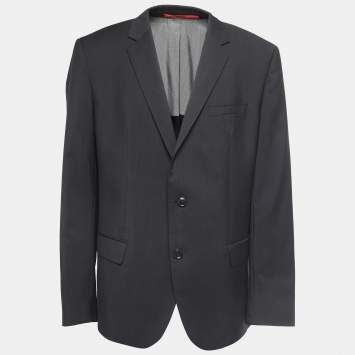 Pre Owned Hugo Boss Black Wool Single Breasted Blazer 4XL