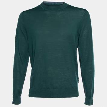 Pre Owned Boss Hugo Boss Green Virgin Wool Nappi P Sweater L