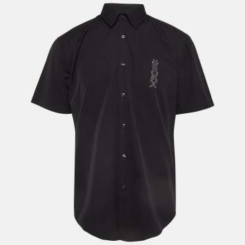 Pre Owned Hugo Boss Black Printed Cotton Shirt  XXL