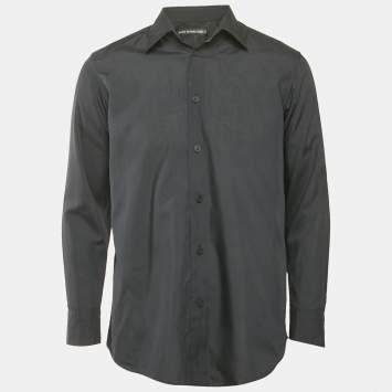 Pre Owned Issey Miyake Men Black Crepe Pintucks Detail Shirt S