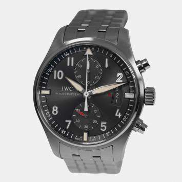 IWC Black Stainless Steel Spitfire Pilot IW387804 Automatic Men's Wristwatch 43 mm