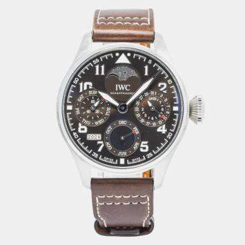 IWC Brown Stainless Steel Big Pilot's IW503801 Automatic Men's Wristwatch 46mm