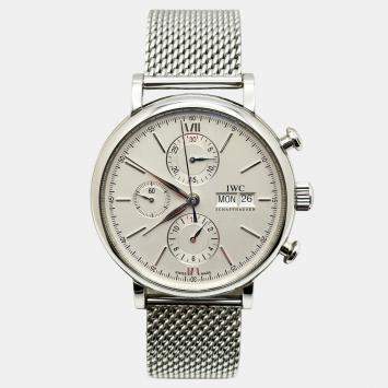 Pre Owned IWC Portofino Chronograph IW391009 Automatic White Stainless Steel Men's Wristwatch 42 mm