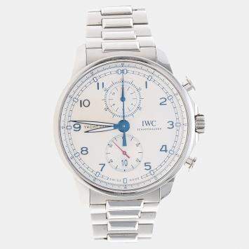 مملوكة مسبقًا IWC Portuguese Yacht Club Chronograph IW390702 Automatic White Stainless Steel Men's Wristwatch 44mm