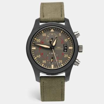 Pre Owned IWC Grey Ceramic Titanium Canvas Pilot Top Gun Miramar IW388002 Men's Wristwatch 46 mm 