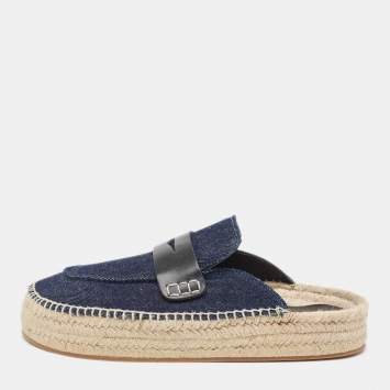 Pre Owned J.W.Anderson Navy Blue Denim Espadrille Flat Mules Size 42