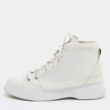 Pre Owned J.W. Anderson White Leather and CanvasL ace Up Sneakers Size 41
