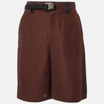 Pre Owned Jacquemus Brown Linen Blend Le Short Meio Shorts S