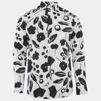 Pre Owned Jacquemus Black/White Floral Print Linen La Chemise Simon Shirt XS