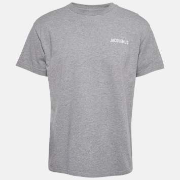 Pre Owned Jacquemus Grey Printed Cotton Knit T-shirt L