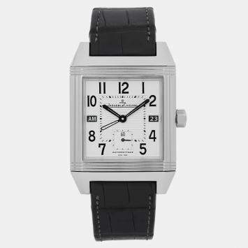 Jaeger LeCoultre White Stainless Steel Reverso Squadra Q7008420 Automatic Men's Wristwatch 35 mm