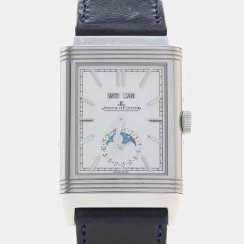 Pre Owned Jaeger LeCoultre Reverso Duoface Q3918420 Silver Stainless Steel Manual Winding Men's Watches 30 mm