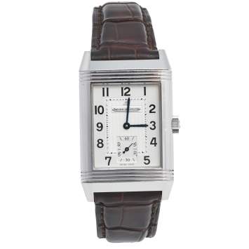 Pre Owned Jaeger-LeCoultre Silver Stainless Steel Alligator Reverso GT 270.8.62 Men's Wristwatch 26 mm