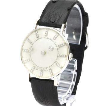 Pre Owned Jaeger LeCoultre Silver Diamonds 18k White Gold Mystery Cal 480 Men's Wristwatch 33 MM