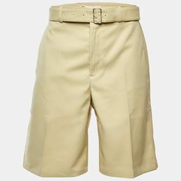 Pre Owned Jil Sander Beige Gabardine Wide Leg Belted Shorts M