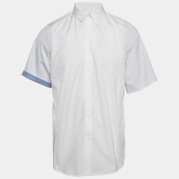 Jil Sander White Cotton Buttoned Half Sleeve Shirt XL