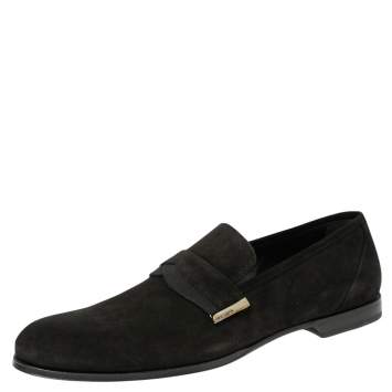 Pre Owned Jimmy Choo Black Suede Francis Loafers Size 44