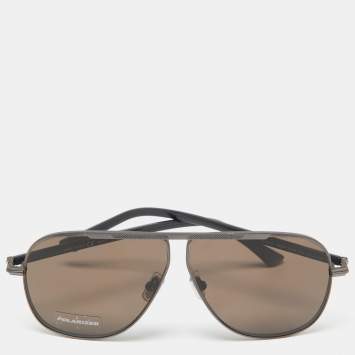 Pre Owned Jimmy Choo Navy Blue/Brown EWAN/S Aviator Sunglasses