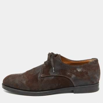 Pre Owned Jimmy Choo Dark Brown Suede Lace up Derby Size 41.5