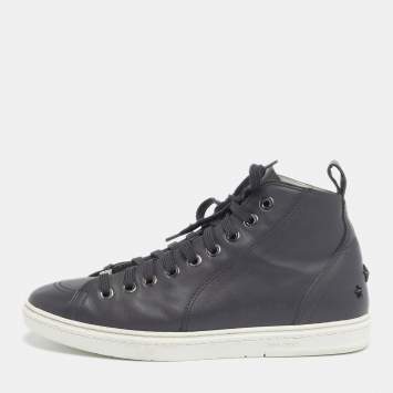 Pre Owned Jimmy Choo Grey Leather High Top Sneakers Size 40