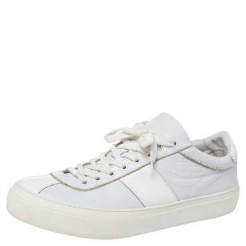 Pre Owned Jimmy Choo White Leather Low Top Sneakers Size 44.5