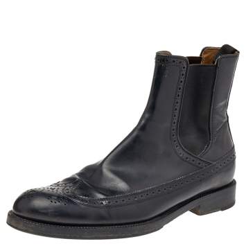 Pre Owned Jimmy Choo Black Leather Ankle Length Boots Size 41