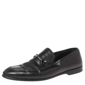 Pre Owned Jimmy Choo Black Leather Marti Loafers Size 43