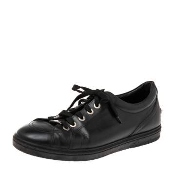 Pre Owned Jimmy Choo Black Leather Belgravia Sneakers Size 43.5