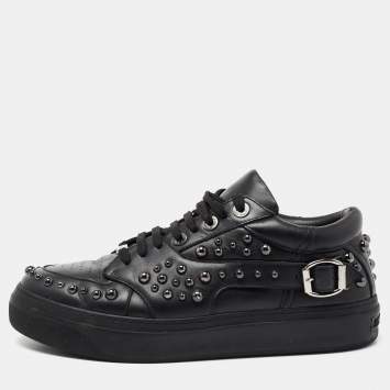 Pre Owned Jimmy Choo Black Studded Leather Roman Sneakers Size 43