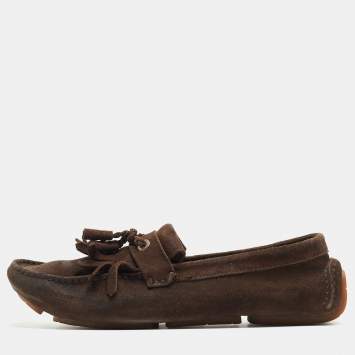 Pre Owned Jimmy Choo Brown Suede Eaton Loafers Size 44.5 