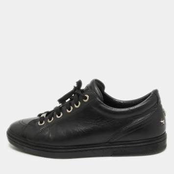 Pre Owned Jimmy Choo Black Leather Ace Low Top Sneakers Size 43.5