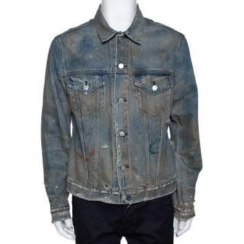 Pre Owned John Elliott Blue Rustic Distressed Denim Terrain Jacket XL