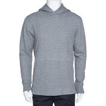 Pre Owned John Elliott Dark Grey Marl Cotton Hooded Villain Sweatshirt L