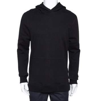 Pre Owned John Elliott Black Cotton Side Zip Detail Hooded Villain Sweatshirt L