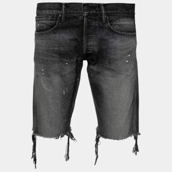 Pre Owned John Elliott Grey Denim Frayed Hem Detail Shorts M