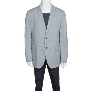 Pre Owned John Varvatos Grey Slub Linen Tailored Blazer XXL
