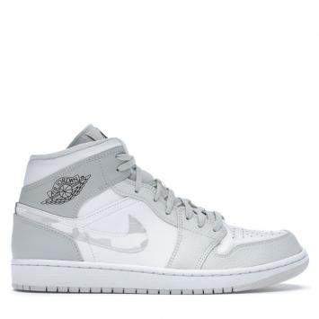 Pre Owned Nike Jordan 1 Mid Grey Camo Sneakers US Size 10 EU Size 44