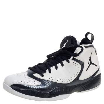 Pre Owned Air Jordan Black/White  Fly Over Basket Sneakers Size 44.5