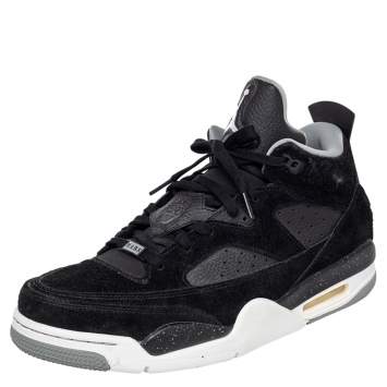 Pre Owned Jordan Black Suede And Leather Son of Mars Low Mid Top Sneakers Size 46