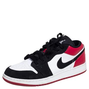 Pre Owned Air Jordan 1 Low Red/Black GS Sneakers Size 38.5