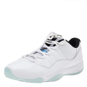 Pre Owned Jordan White-Black Mesh And Leather 11 Retro Sneakers Size 47.5